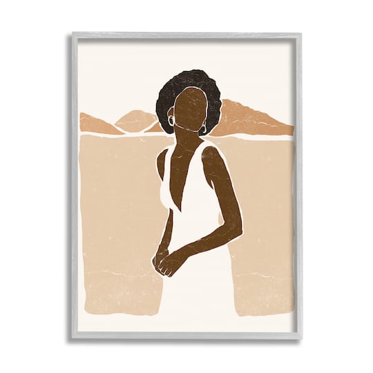Stupell Industries Woman Standing in Desert Canyon Mountain Landscape Framed Wall Art